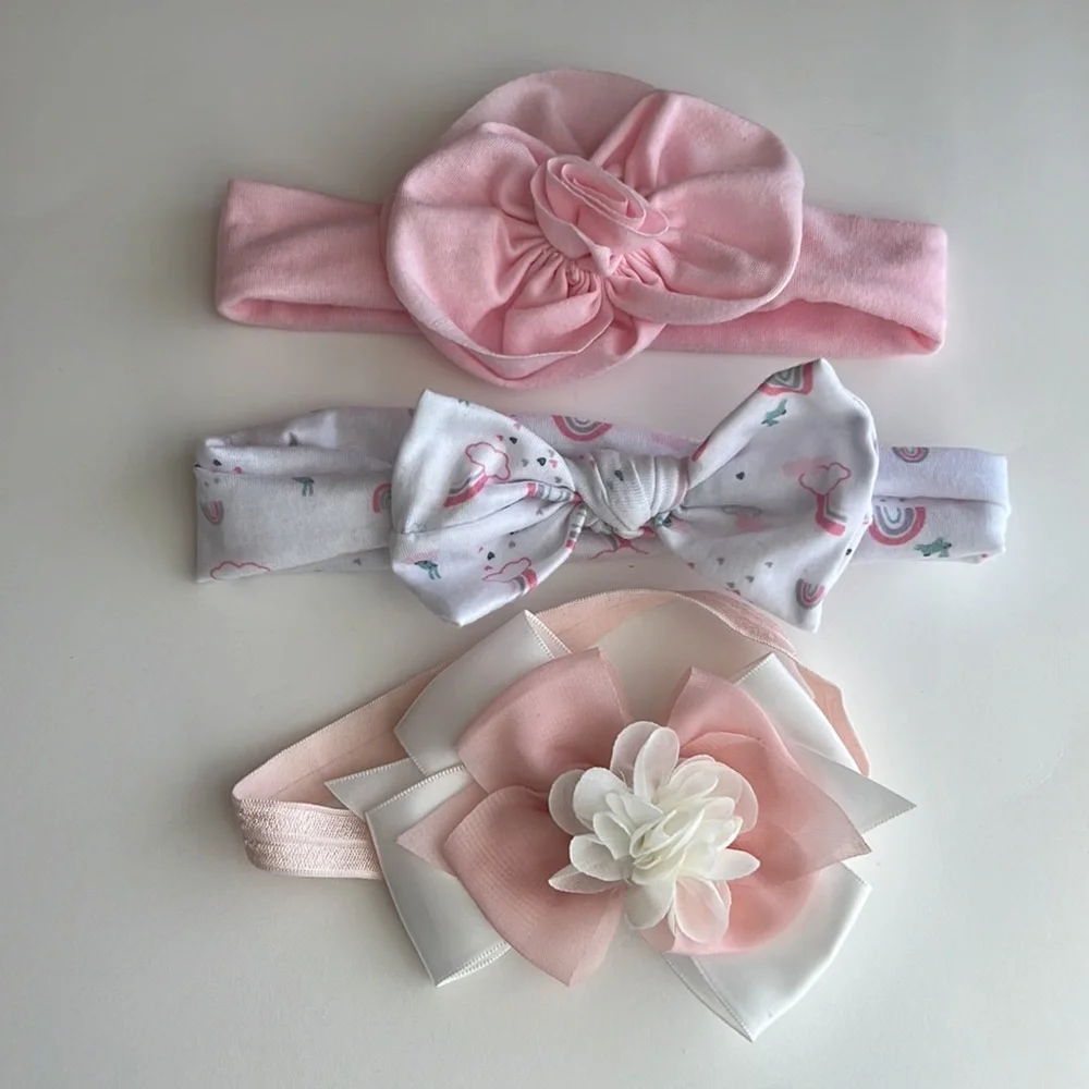 Baby Girl Flower/Bow Headbands - Set of 3
